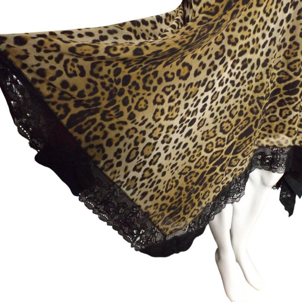 FUZZI/JEAN PAUL GAULTIER Dress, S, Leopard print, Mesh, Asym Lace hem, Animal - Picture 3 of 13